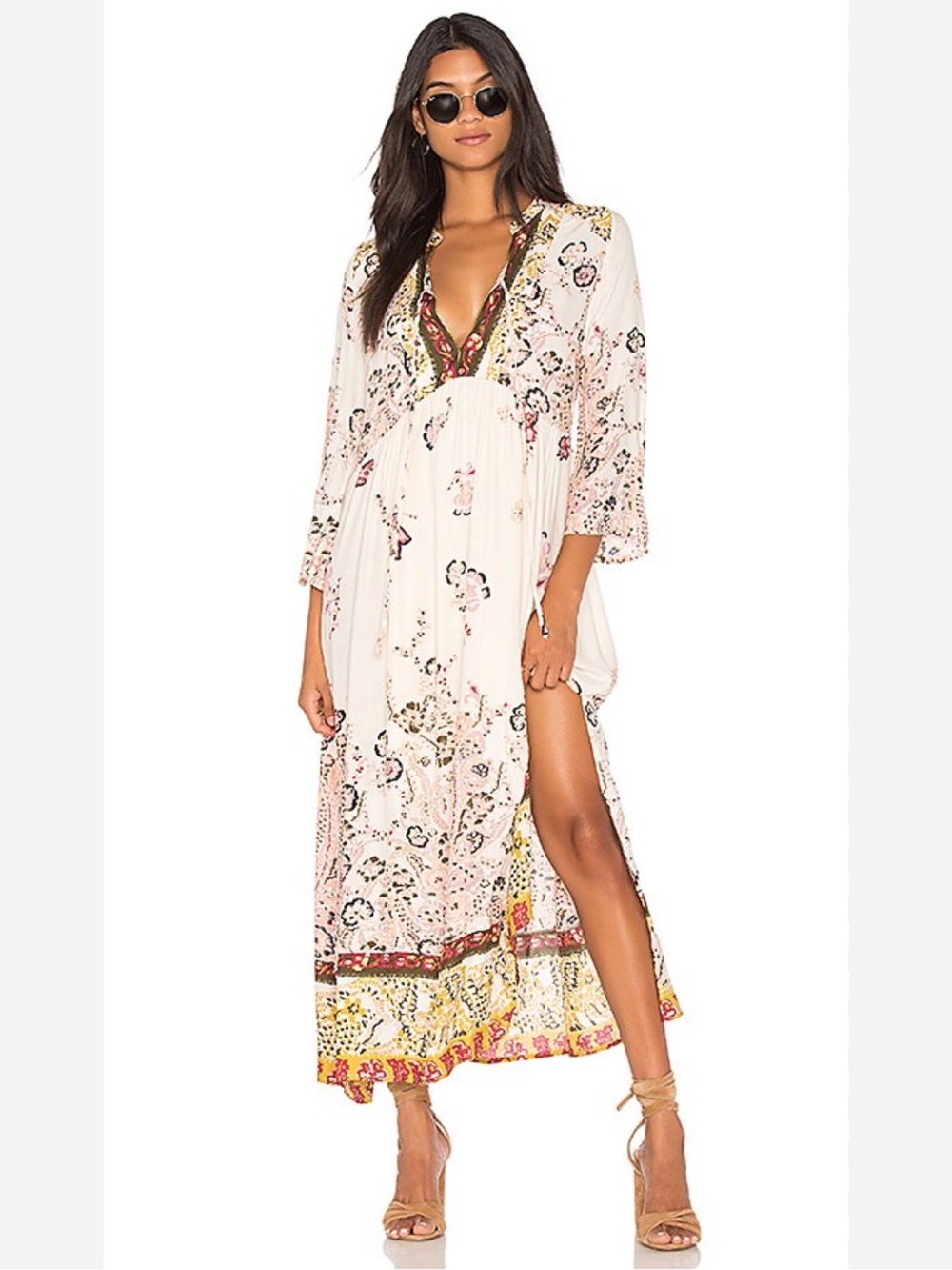 Bohemian Free People Floral Print Maxi Dress - Picture 3 of 8